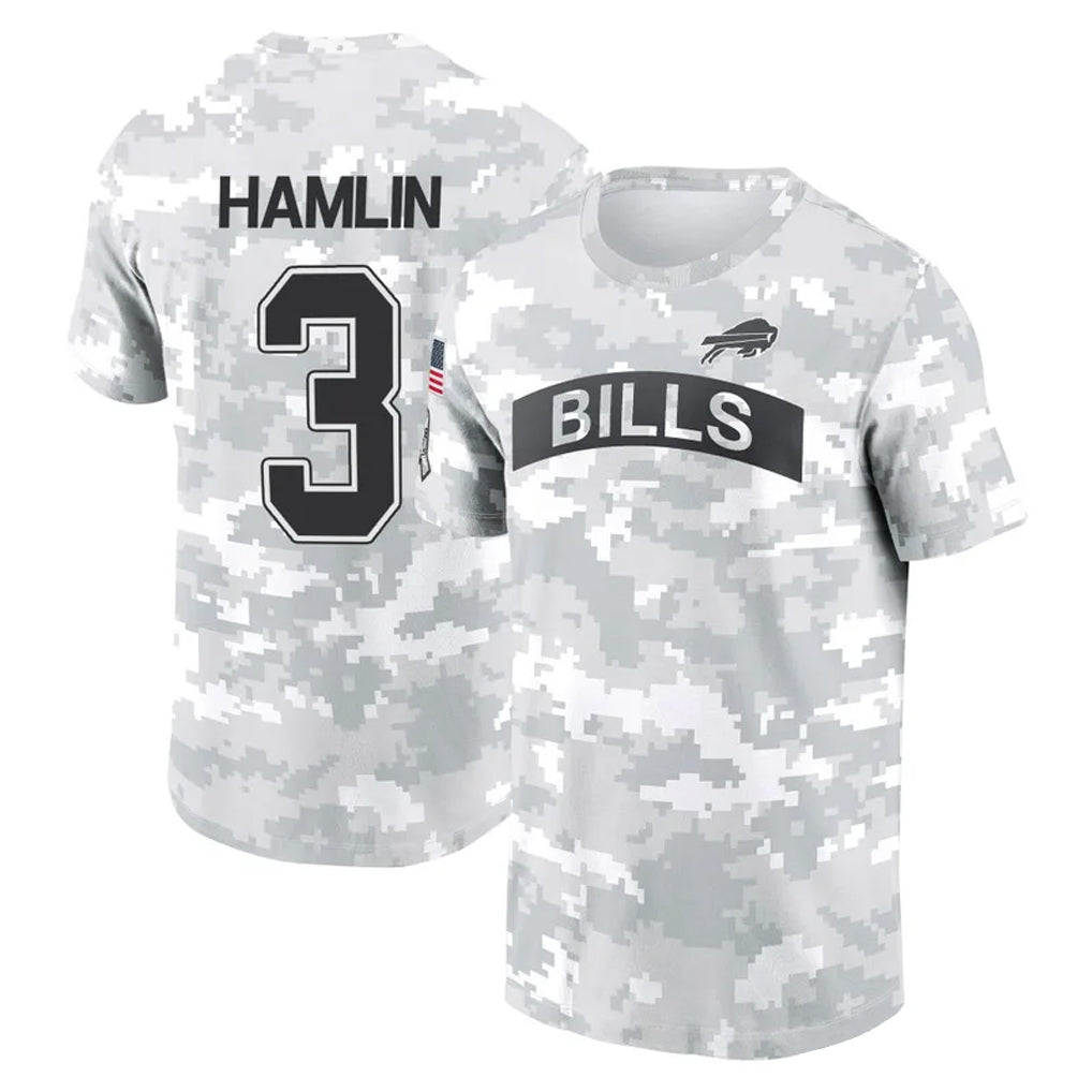 Parkc B.Bills #3 Damar Hamlin Player Arctic Camo Salute to Service T-Shirt Hoodies Stitched Jerseys