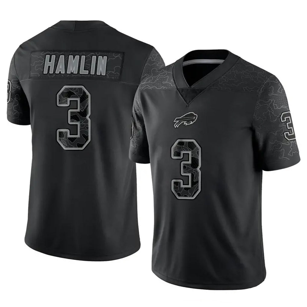 Parkc B.Bills #3 Damar Hamlin Player Black RFLCTV Limited Stitched Jerseys