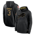 Parkc B.Bills #3 Damar Hamlin Player Black Salute to Service Hoodies Stitched Jersey
