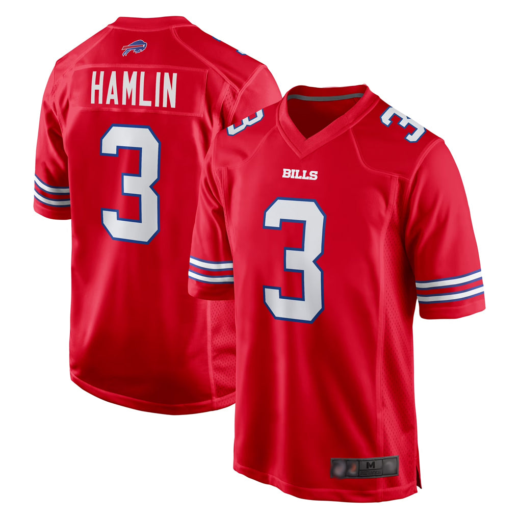 Parkc B.Bills #3 Damar Hamlin Player Red Home Game Stitched Jerseys