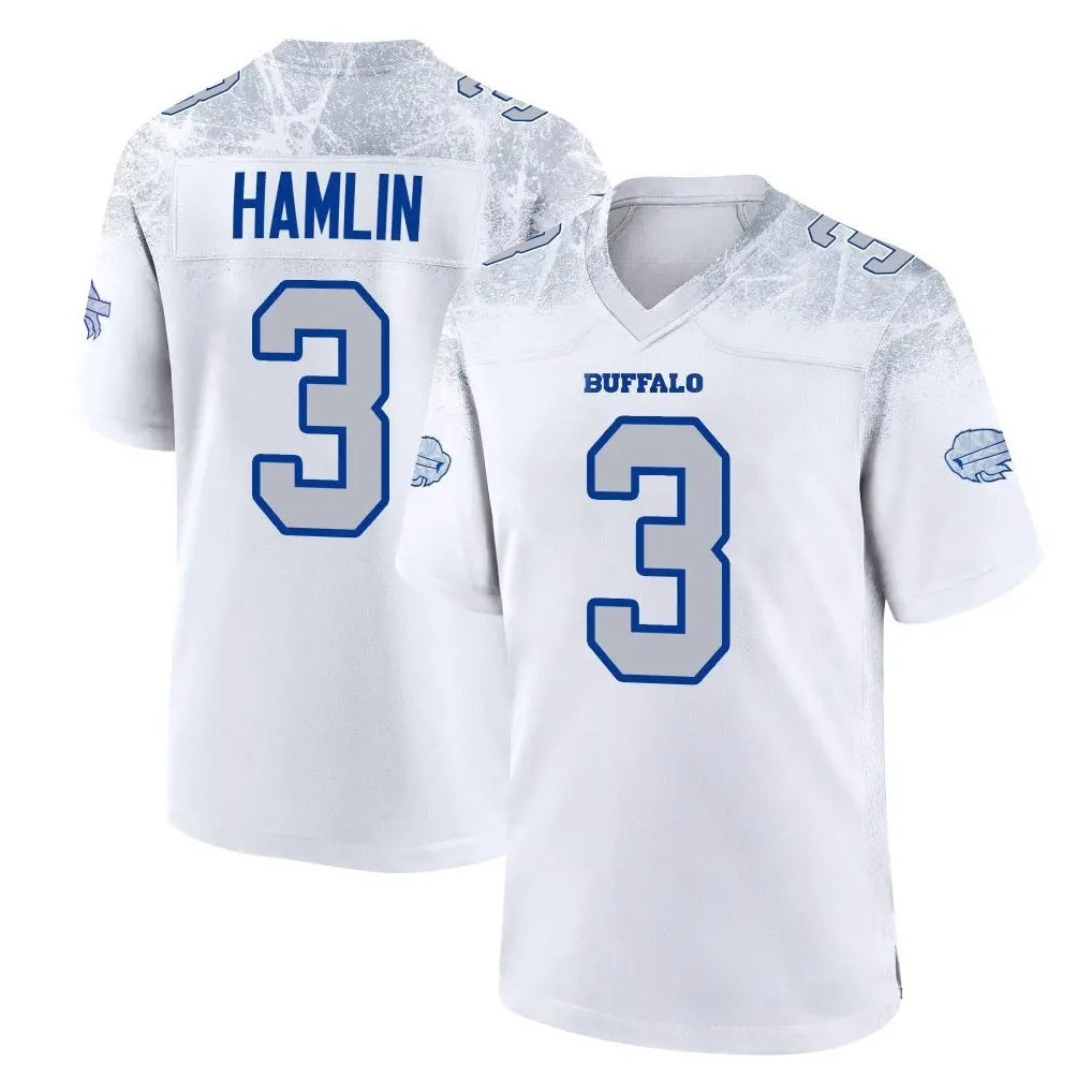 Parkc B.Bills #3 Damar Hamlin Player White Rivalries Collection Home Game Stitched Jerseys