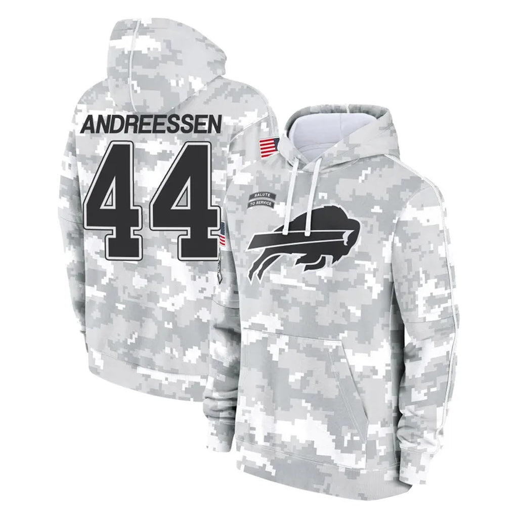 Parkc B.Bills #44 Joe Andreessen Player Arctic Camo Salute to Service Hoodies Limited Stitched Jerseys