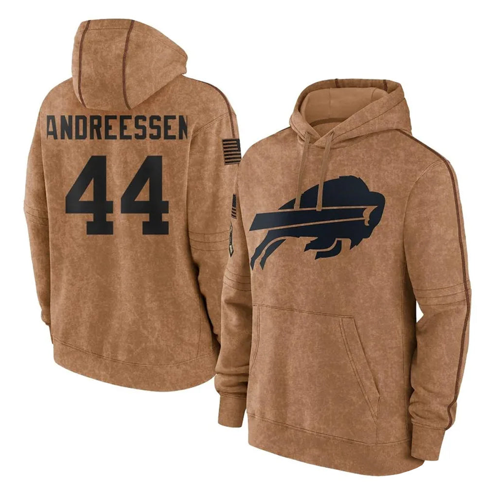 Parkc B.Bills #44 Joe Andreessen Player Brown Salute to Service Hoodies Stitched Jerseys