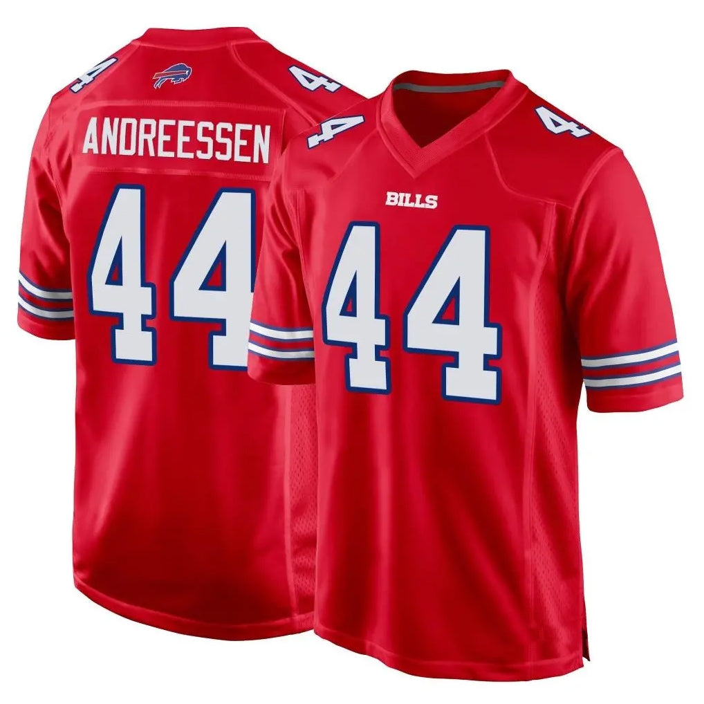 Parkc B.Bills #44 Joe Andreessen Player Red Home Game Stitched Jerseys