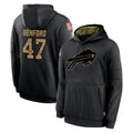 Parkc B.Bills #47 Christian Benford Player Black Salute to Service Hoodies Hame Stitched Jerseys