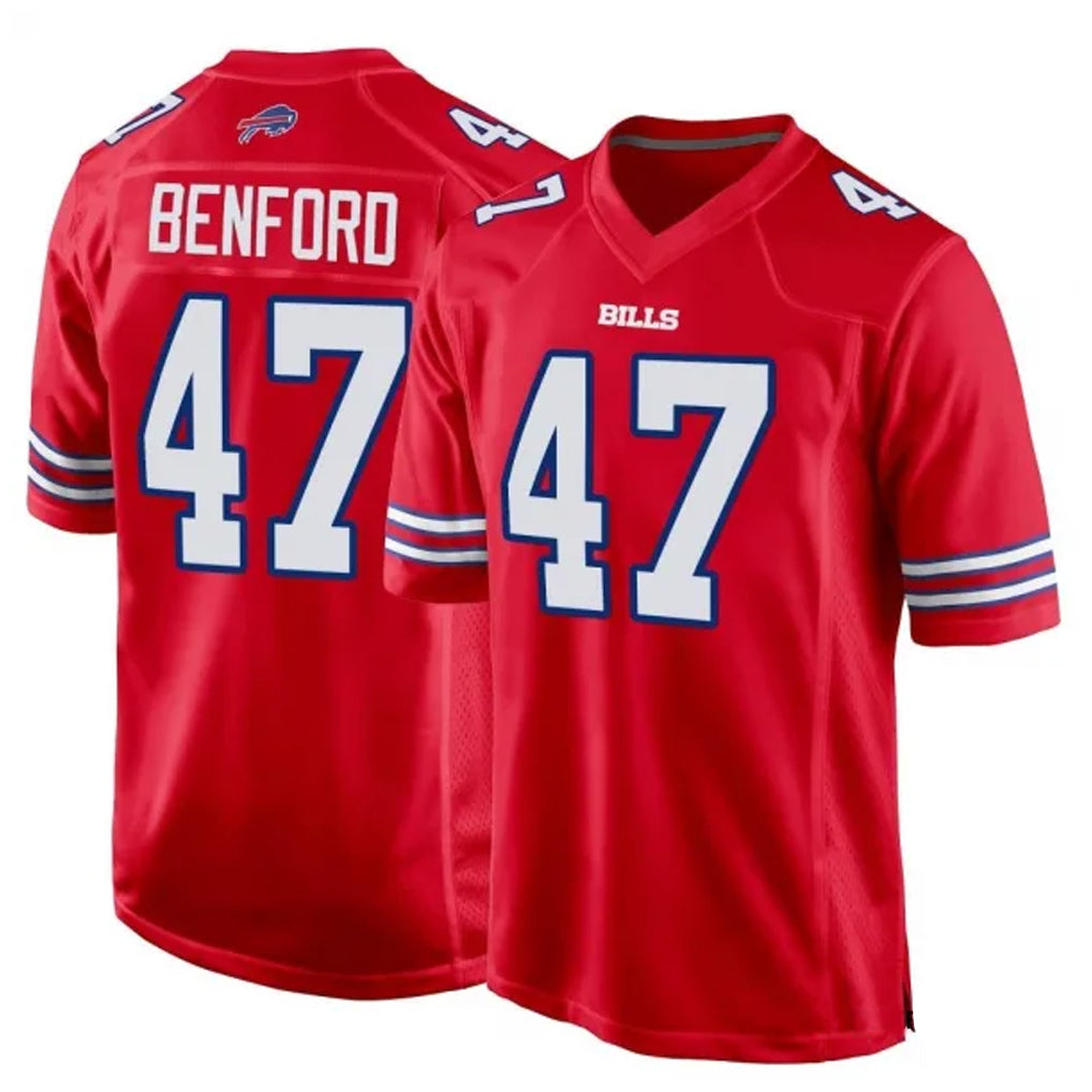 Parkc B.Bills #47 Christian Benford Player Red Home Game Stitched Jerseys