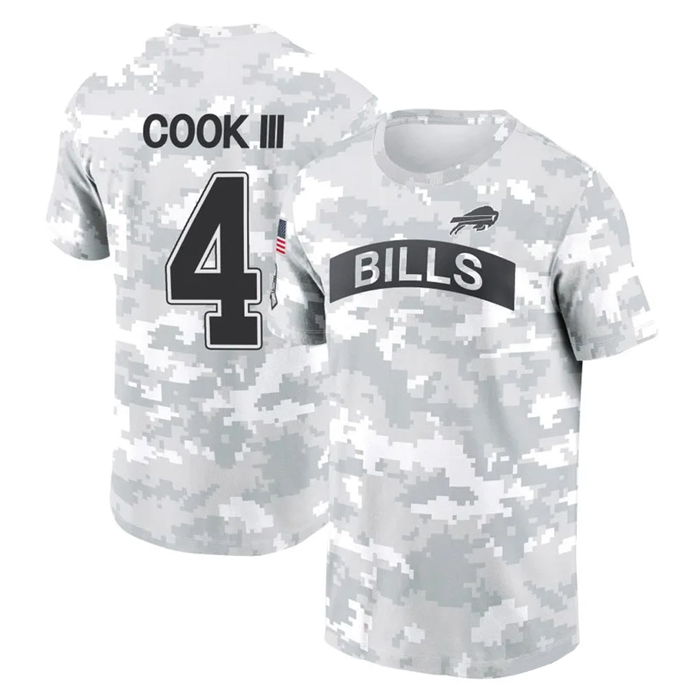 Parkc B.Bills #4 James Cook III Player Arctic Camo Salute to Service T-Shirt Hoodies Stitched Jerseys