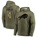 Parkc B.Bills #4 James Cook III Player Olive Salute to Service Hoodies Game Stitched Jerseys