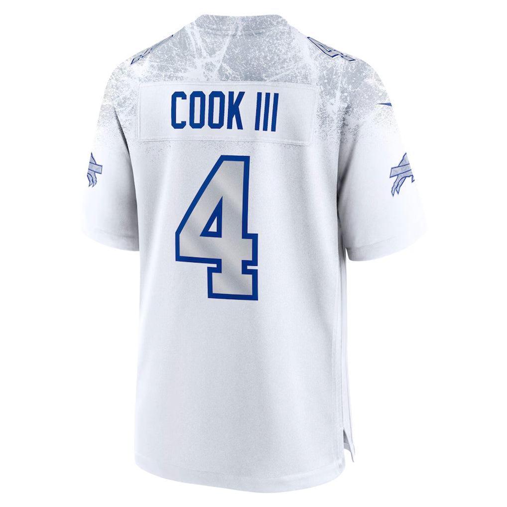 Parkc B.Bills #4 James Cook III Player White Rivalries Collection Game Stitched Jerseys