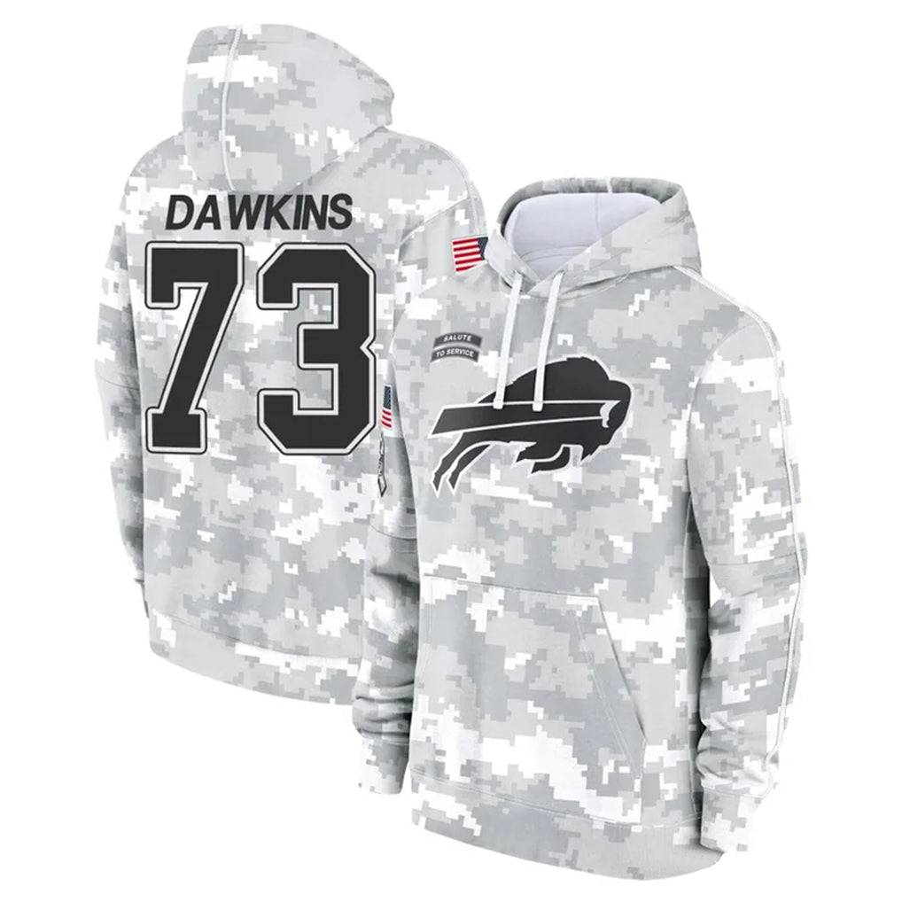 Parkc B.Bills #73 Dion Dawkins Player Arctic Camo Salute to Service Hoodies Stitched Jerseys