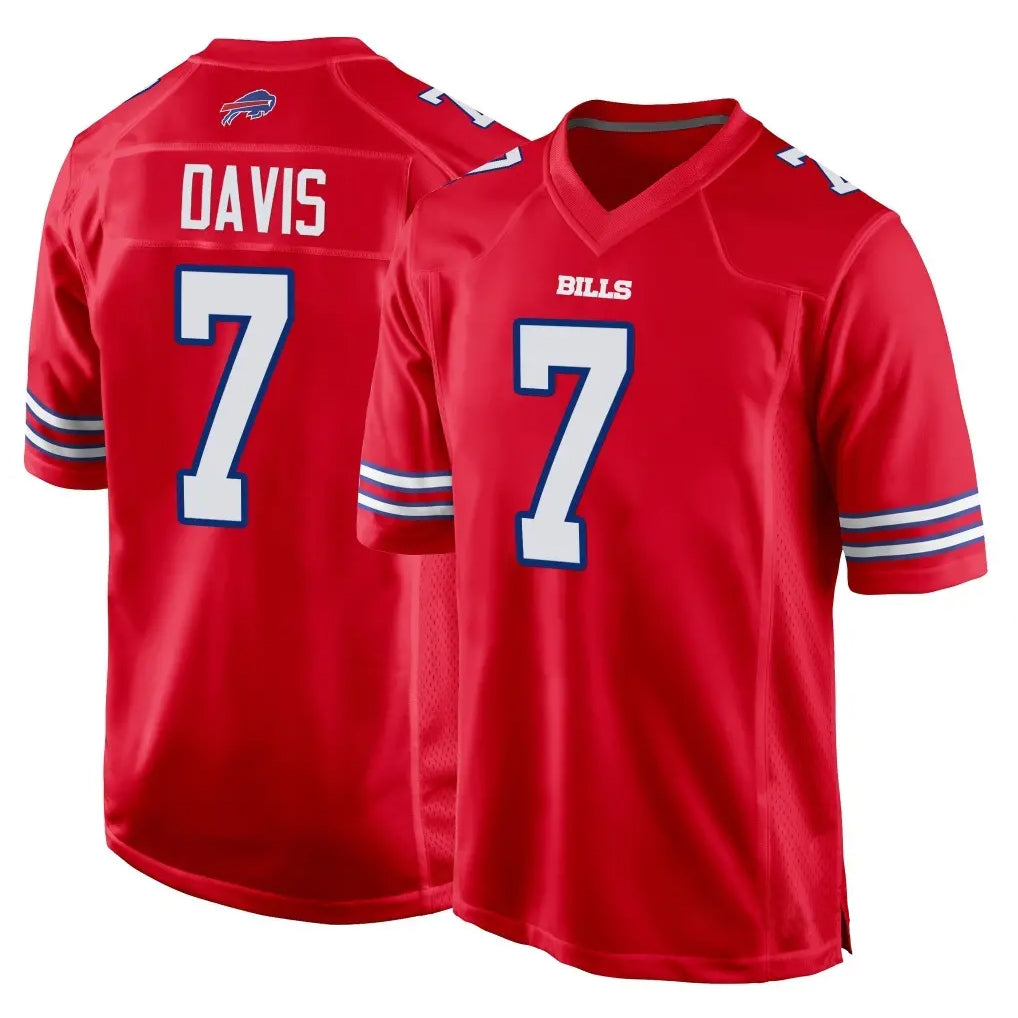 Parkc B.Bills #7 Ray Davis Player Red Home Game Stitched Jerseys
