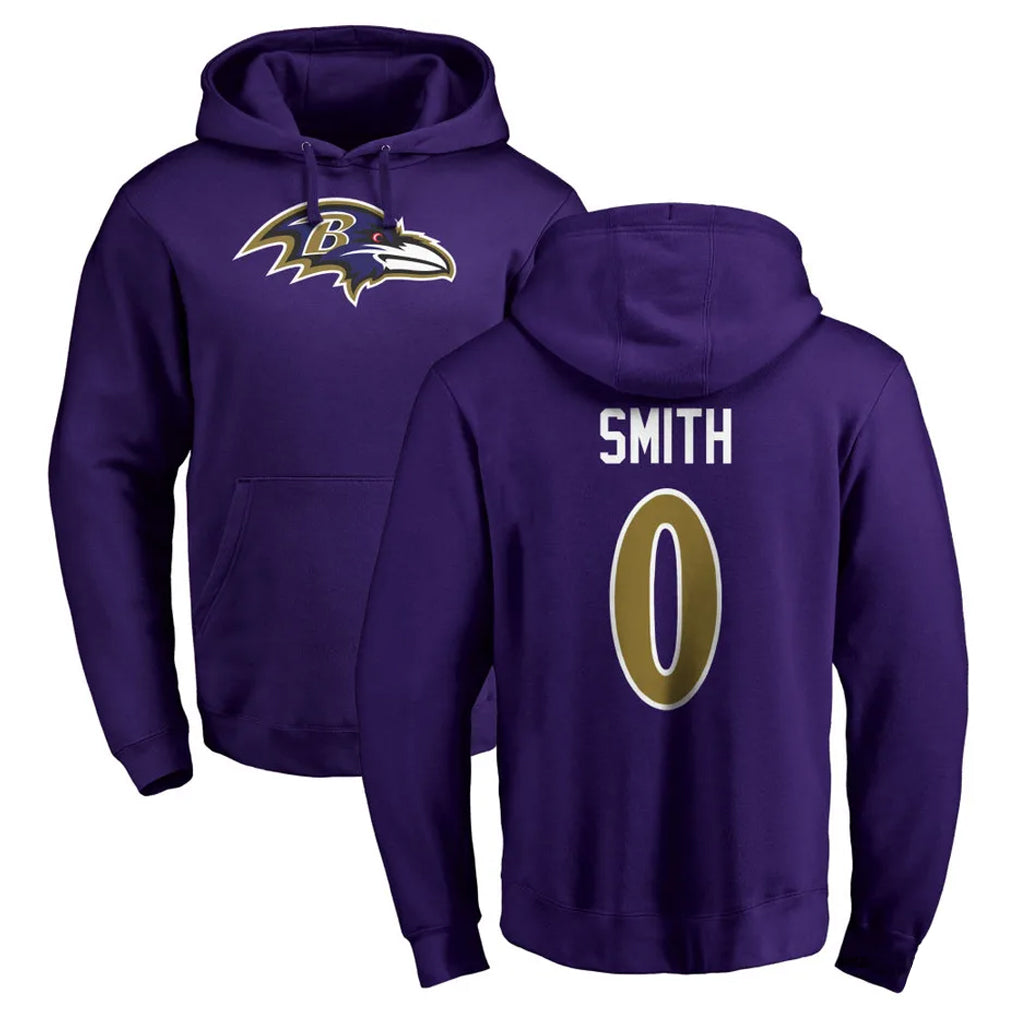 Parkc B.Ravens #0 Roquan Smith Player Purple Salute to Service Pullover Hoodie Stitched Jerseys