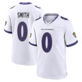 Parkc B.Ravens #0 Roquan Smith Player White Purple Home Game Stitched Jerseys