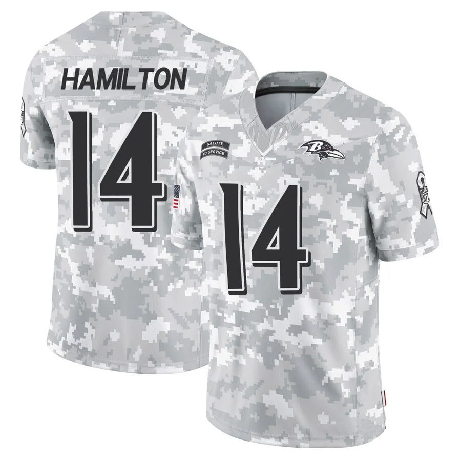 Parkc B.Ravens #14 Kyle Hamilton Player Arctic Camo Salute to Service Limited Stitched Jerseys