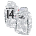 Parkc B.Ravens #14 Kyle Hamilton Player Arctic Camo Salute to Service Pullover Hoodie Stitched Jerseys