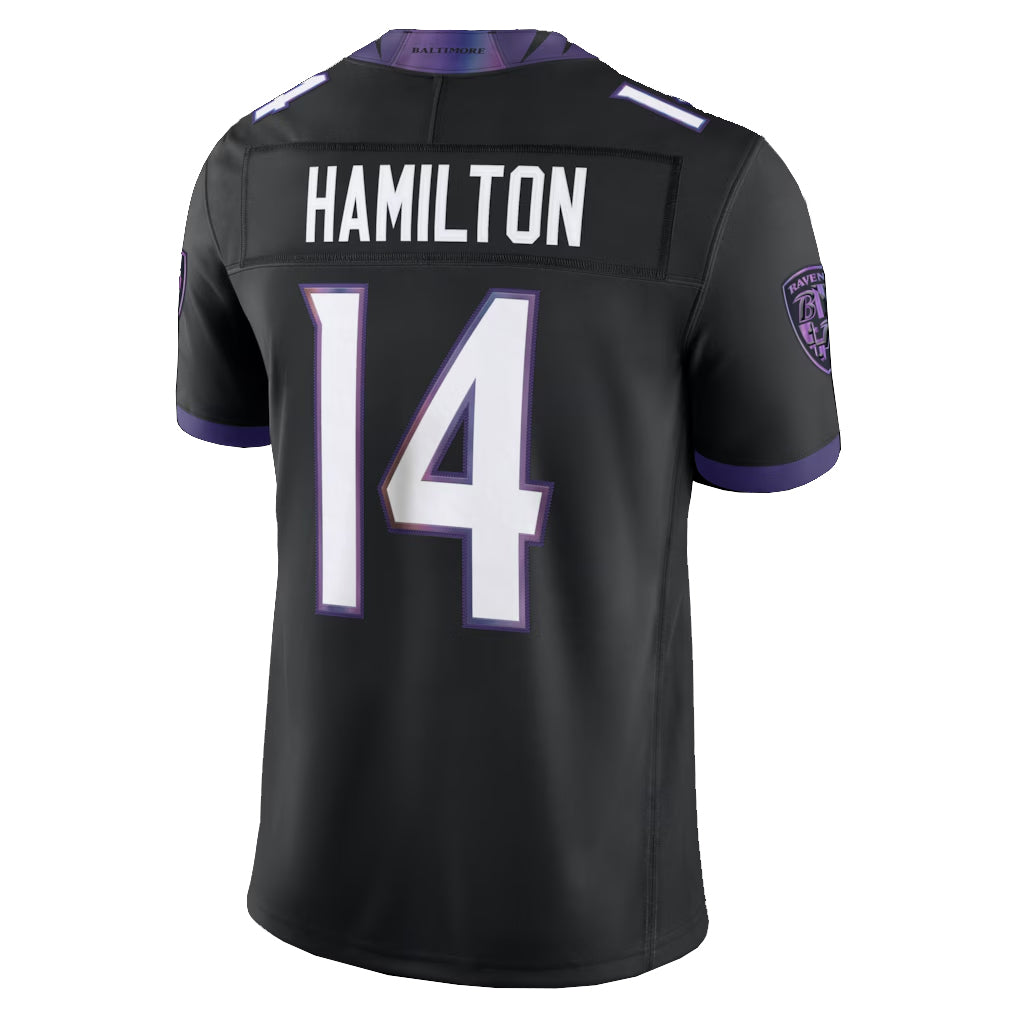 Parkc B.Ravens #14 Kyle Hamilton Player Black Limited Elite Home Game Stitched Jerseys