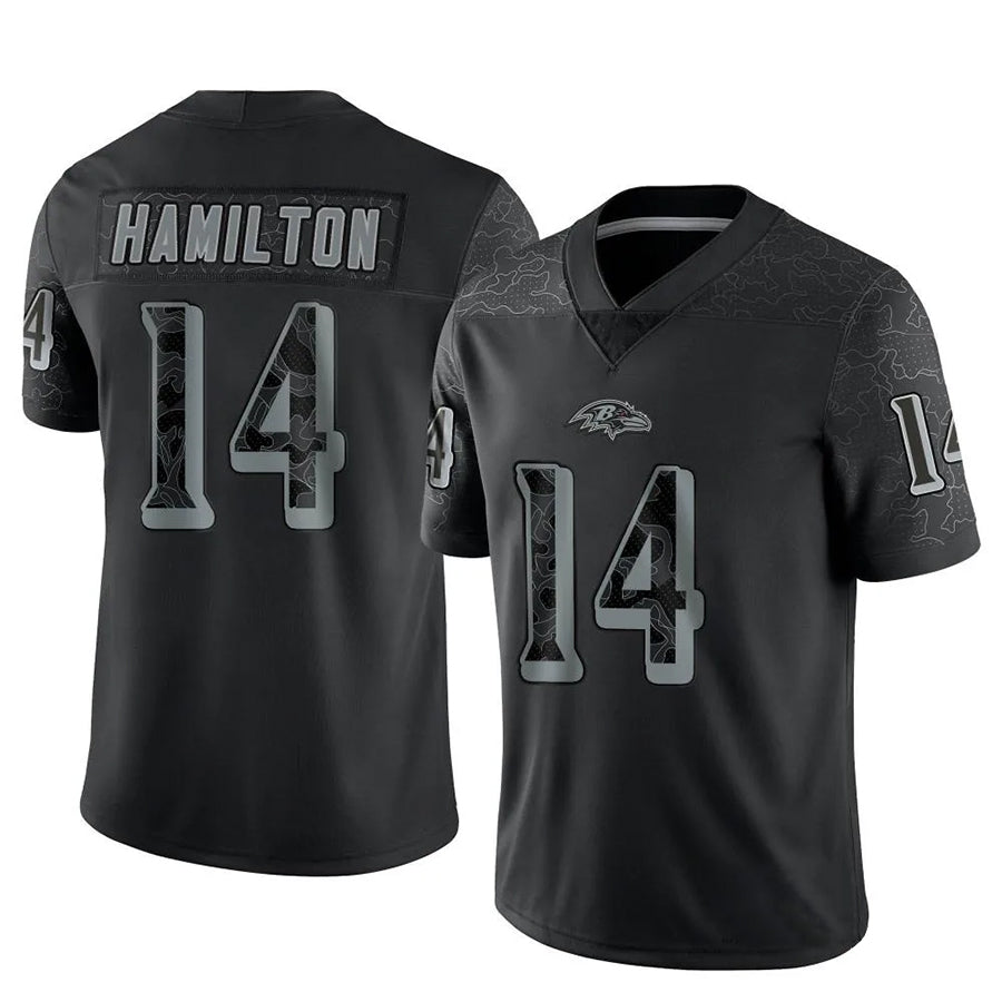 Parkc B.Ravens #14 Kyle Hamilton Player Black REFLECTIVE Limited Stitched Jerseys