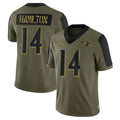 Parkc B.Ravens #14 Kyle Hamilton Player Olive  Salute To Service Limited Home Game Stitched Jerseys