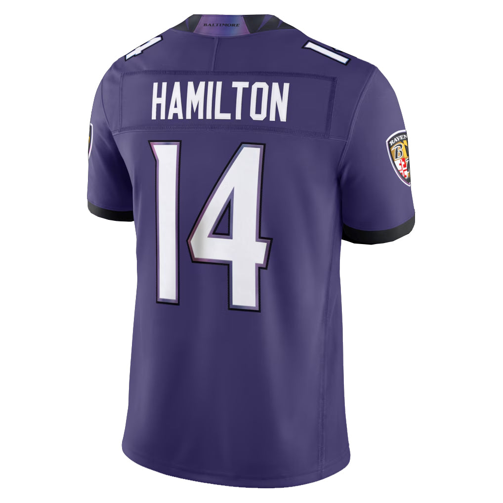 Parkc B.Ravens #14 Kyle Hamilton Player Purple Limited Elite Home Game Stitched Jerseys