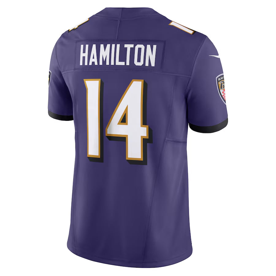 Parkc B.Ravens #14 Kyle Hamilton Player Purple Vapor F.U.S.E. Limited Elite Home Game Stitched Jerseys
