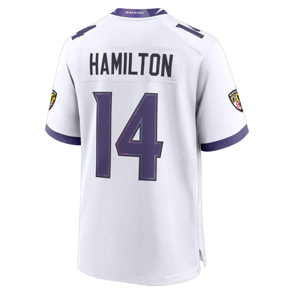 Parkc B.Ravens #14 Kyle Hamilton Player White Home Game Stitched Jerseys