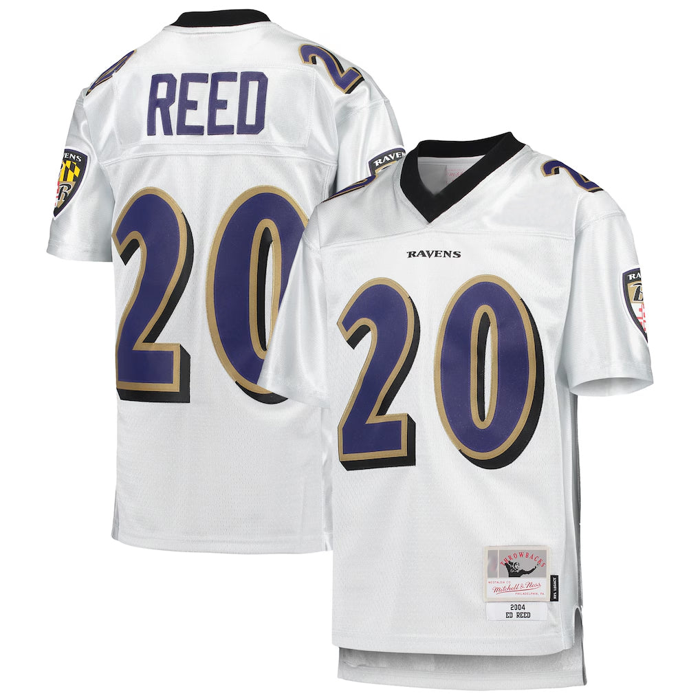 Parkc B.Ravens #20 Ed Reed Player White Mitchell & Ness Platinum Legacy Limtied Football Jerseys