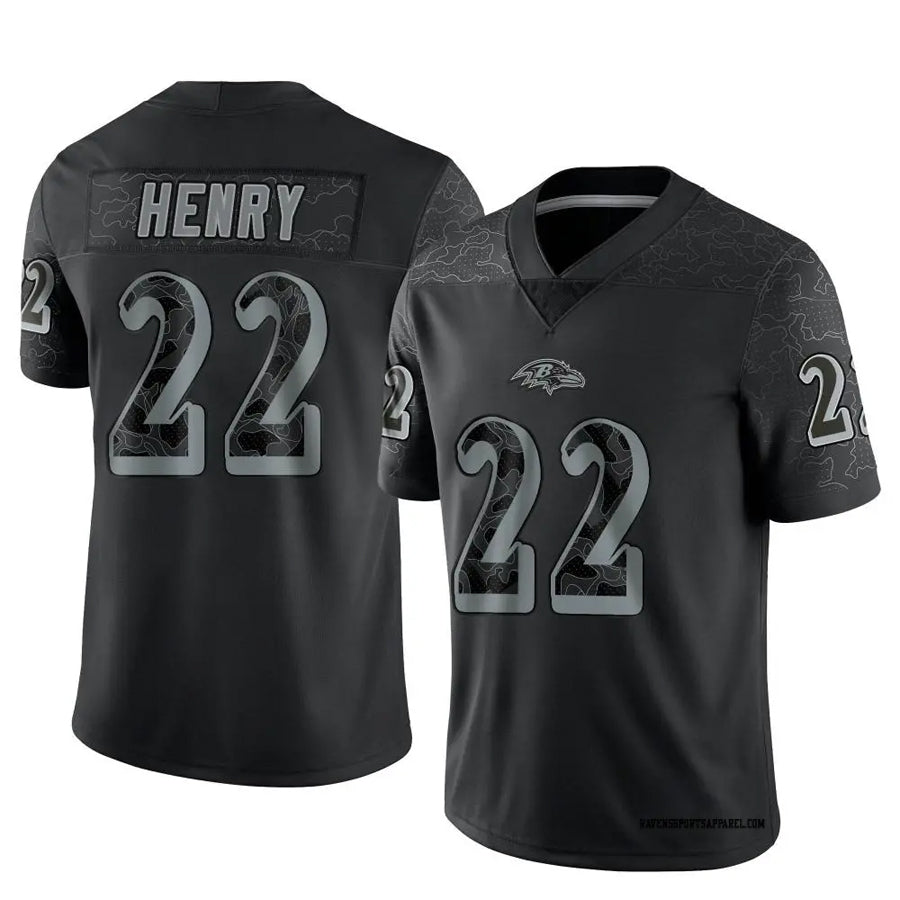 Parkc B.Ravens #22 Derrick Henry Player Black REFLECTIVE Limited Stitched Jerseys