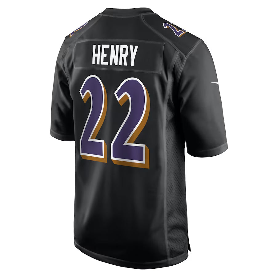 Parkc B.Ravens #22 Derrick Henry Player Carbon Black Fashion Home Game Stitched Jerseys