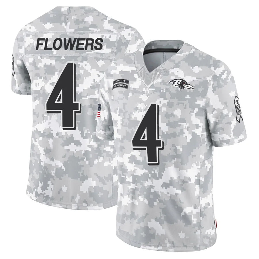 Parkc B.Ravens #4 Zay Flowers Player Arctic Camo Salute to Service Limited Stitched Jerseys