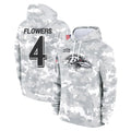 Parkc B.Ravens #4 Zay Flowers Player Arctic Camo Salute to Service Pullover Hoodie Stitched Jerseys