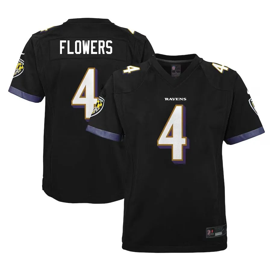 Parkc B.Ravens #4 Zay Flowers Player Black Fashion Home Game Stitched Jerseys
