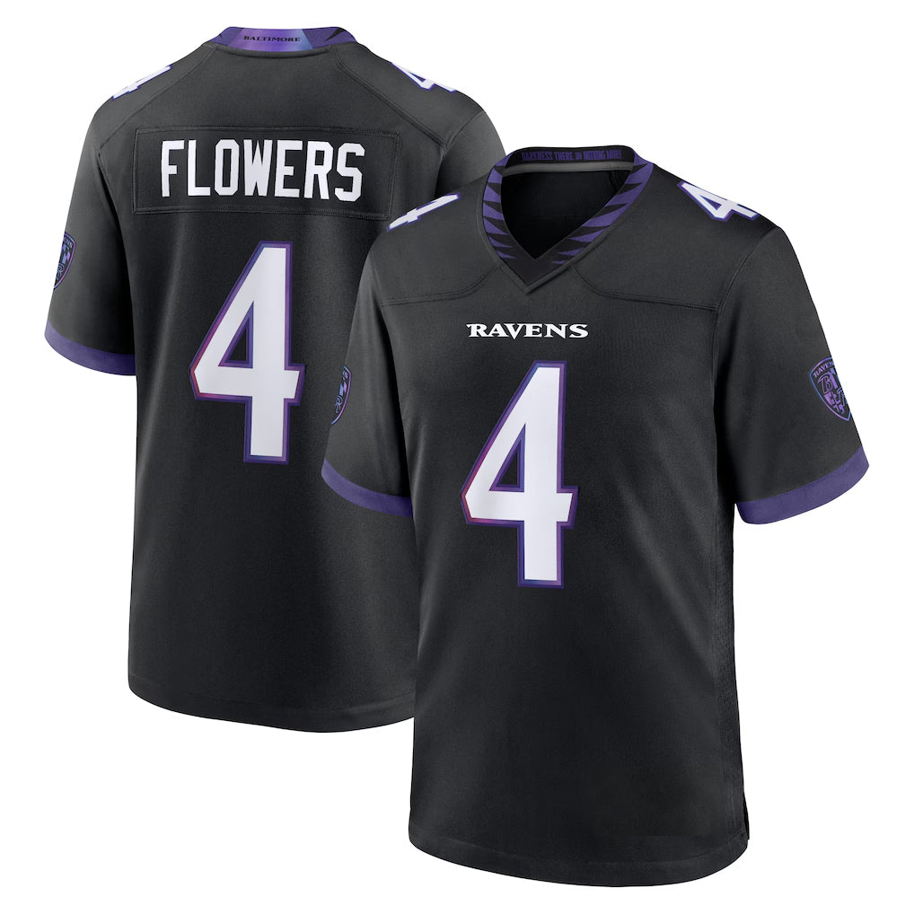 Parkc B.Ravens #4 Zay Flowers Player Black Home Game Stitched Jerseys