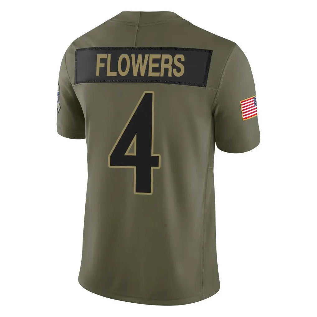 Parkc B.Ravens #4 Zay Flowers Player Olive Salute To Service Limited Home Game Stitched Jerseys