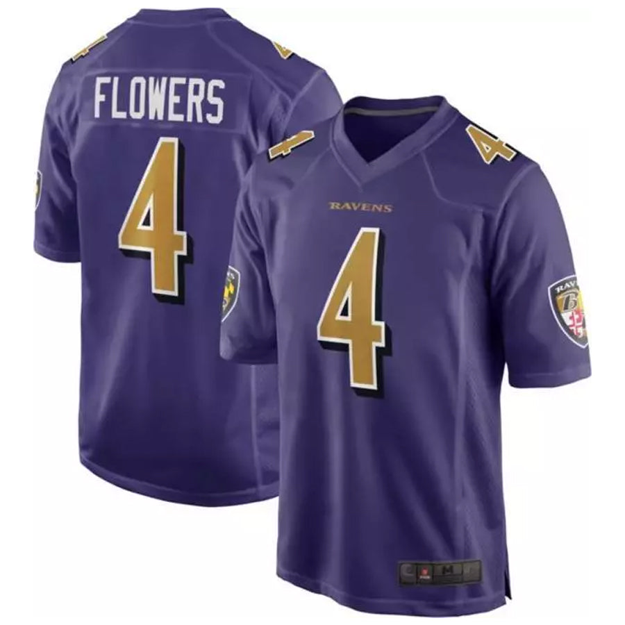 Parkc B.Ravens #4 Zay Flowers Player Purple Color Rush Home Game Stitched Jerseys