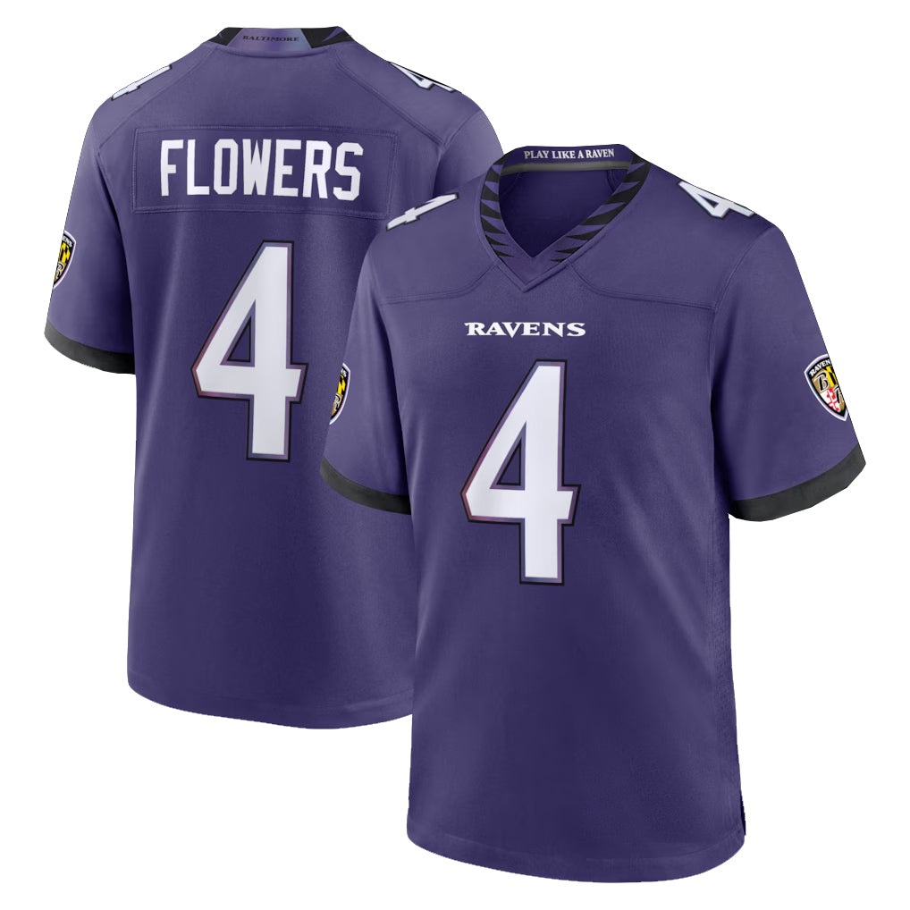 Parkc B.Ravens #4 Zay Flowers Player Purple Home Game Stitched Jerseys