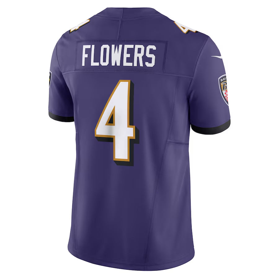 Parkc B.Ravens #4 Zay Flowers Player Purple Vapor F.U.S.E. Limited Home Game Stitched Jerseys