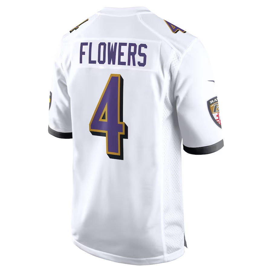 Parkc B.Ravens #4 Zay Flowers Player White Alternate Home Game Stitched Jerseys