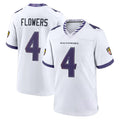 Parkc B.Ravens #4 Zay Flowers Player White Home Game Stitched Jerseys