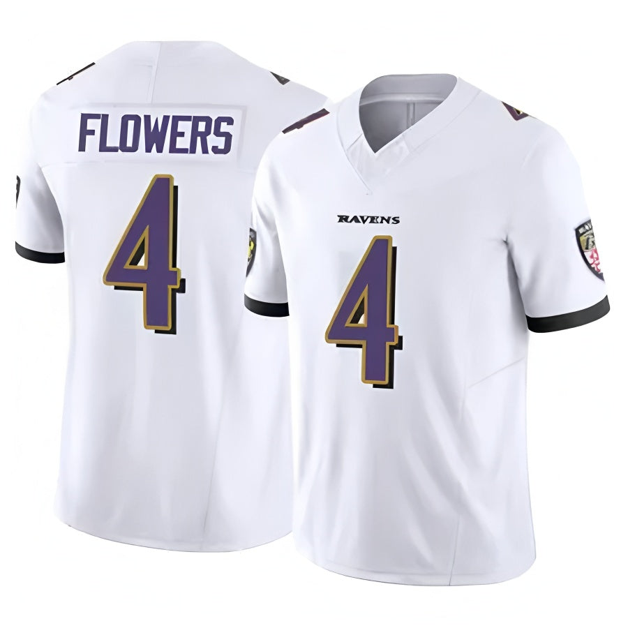 Parkc B.Ravens #4 Zay Flowers Player White Vapor F.U.S.E. Limited Home Game Stitched Jerseys