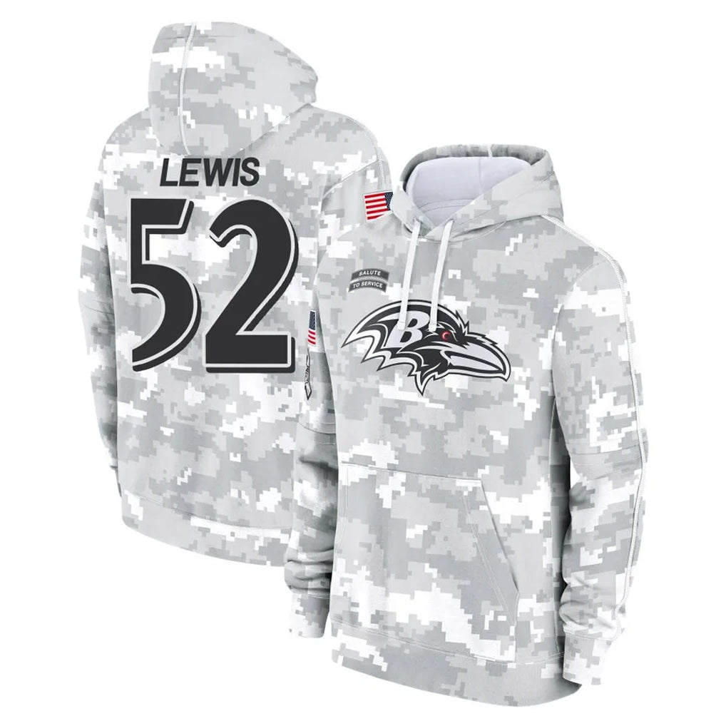 Parkc B.Ravens #52 Ray Lewis Player Arctic Camo Salute To Service Hoodie Stitched Jerseys