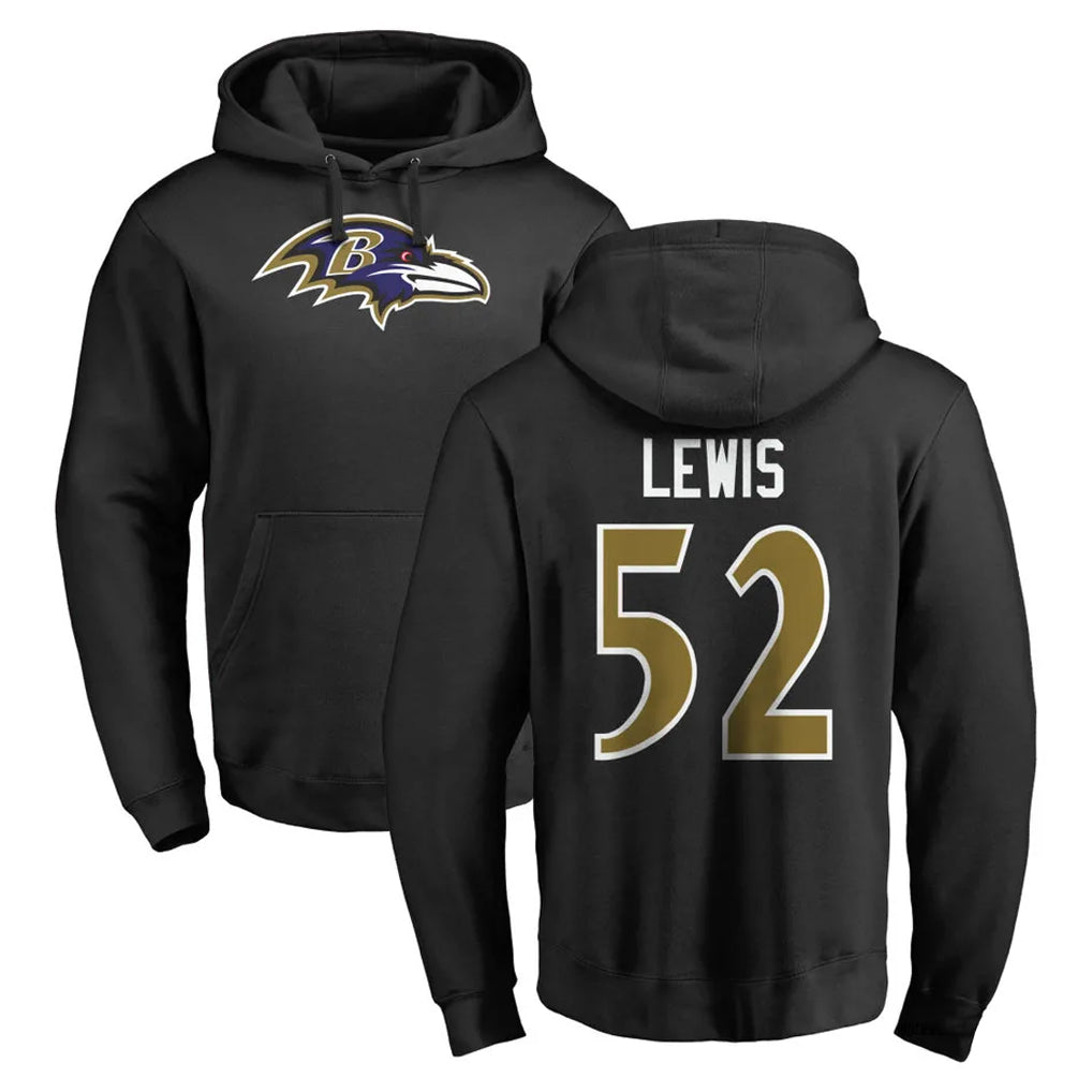 Parkc B.Ravens #52 Ray Lewis Player Black Pullover Hoodie Stitched Jerseys