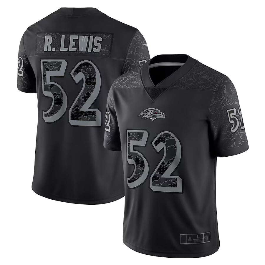 Parkc B.Ravens #52 Ray Lewis Player Black RFLCTV Limited Stitched Jerseys