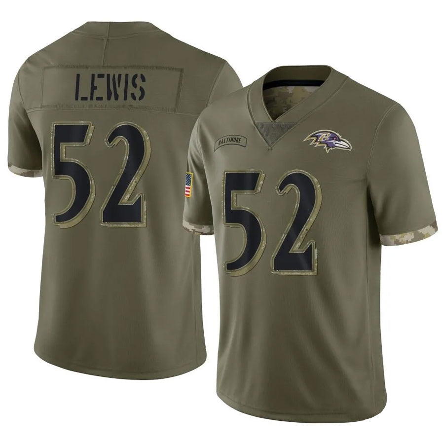 Parkc B.Ravens #52 Ray Lewis Player Olive Salute To Service Stitched Jerseys