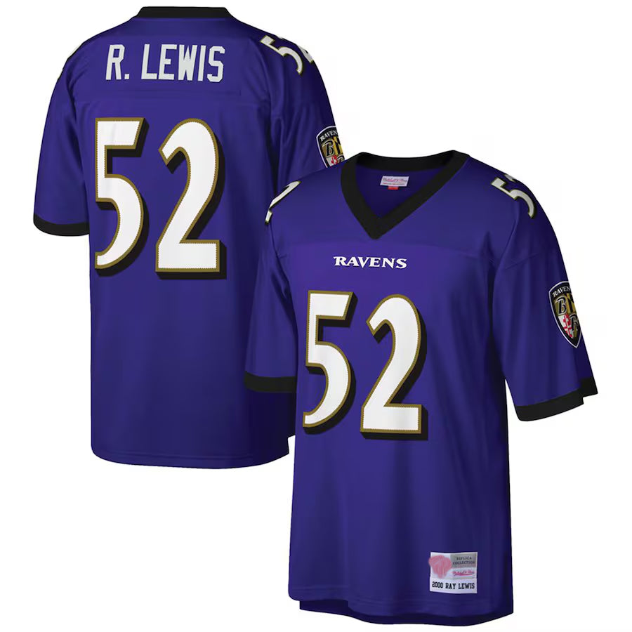 Parkc B.Ravens #52 Ray Lewis Player Purple Mitchell & Ness Big & Tall 2000 Retired Stitched Jerseys