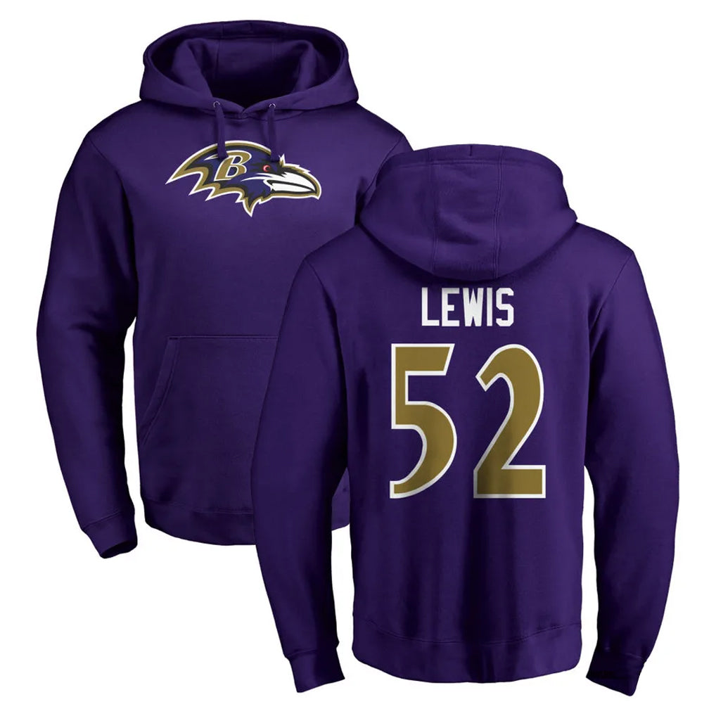 Parkc B.Ravens #52 Ray Lewis Player Purple Salute to Service Pullover Hoodie Stitched Jerseys