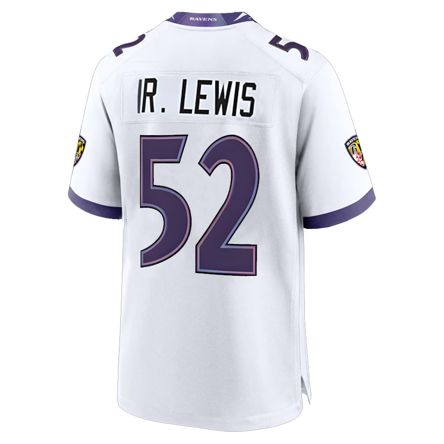 Parkc B.Ravens #52 Ray Lewis Player White Home Game Stitched Jerseys
