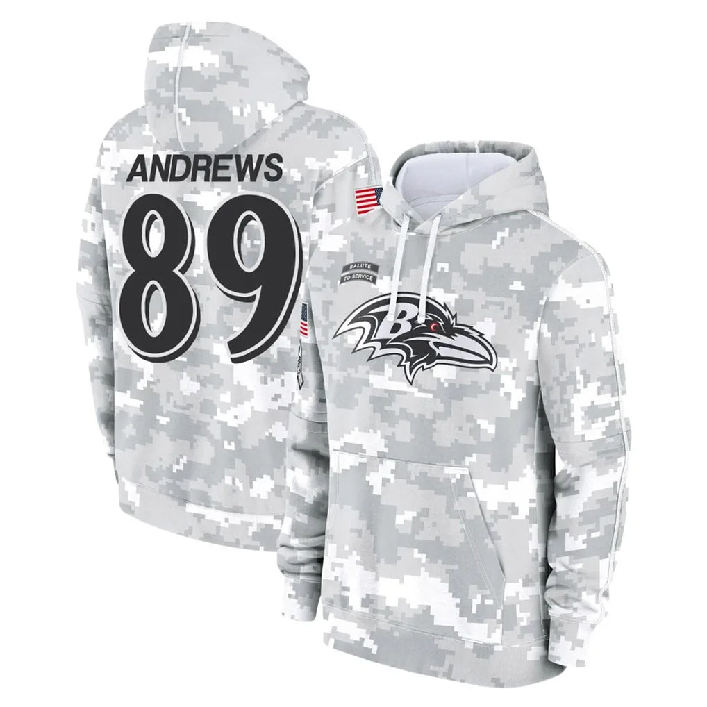 Parkc B.Ravens #89 Mark Andrews Player Arctic Camo Salute To Service Hoodie Stitched Jerseys