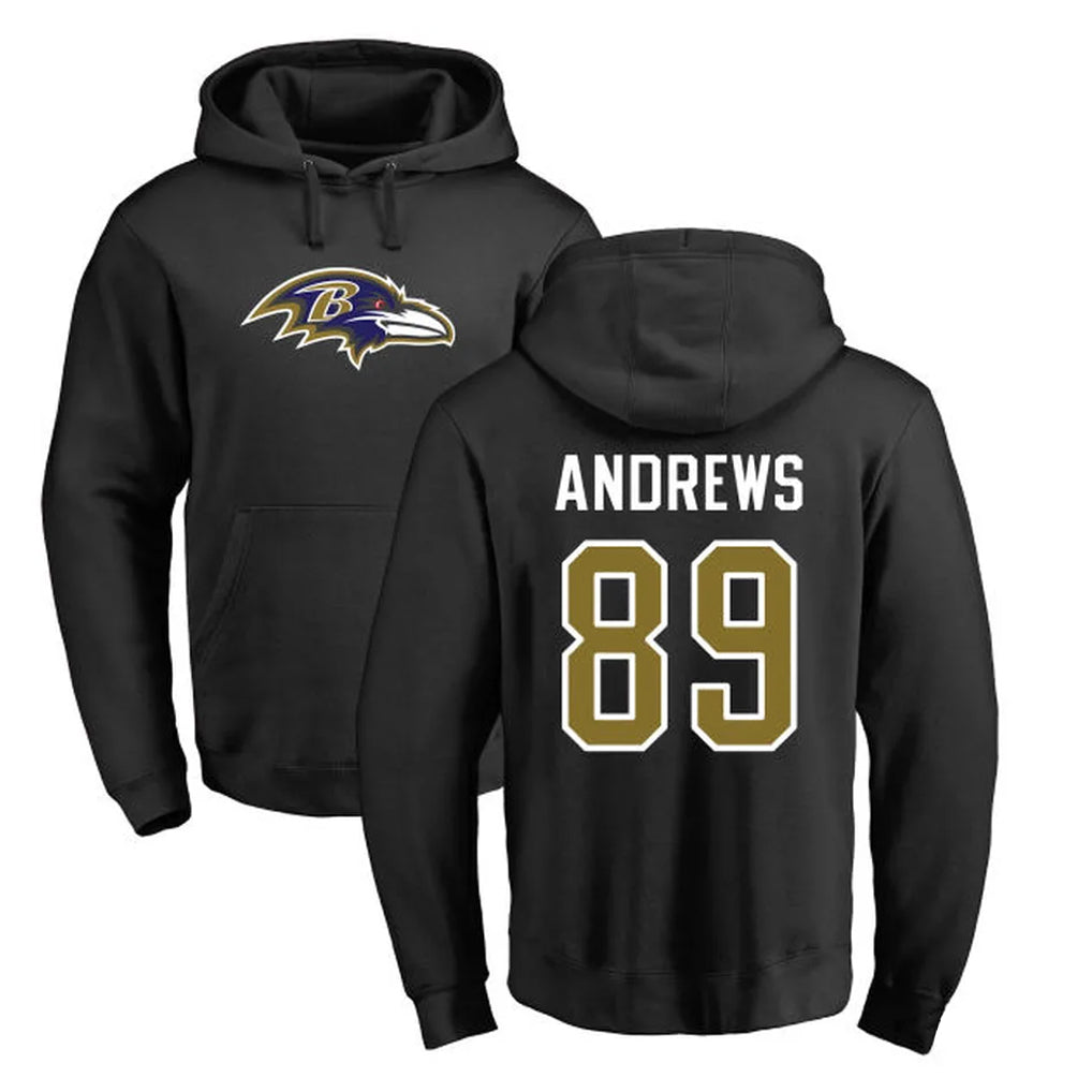 Parkc B.Ravens #89 Mark Andrews Player Black Pullover Hoodie Stitched Jerseys