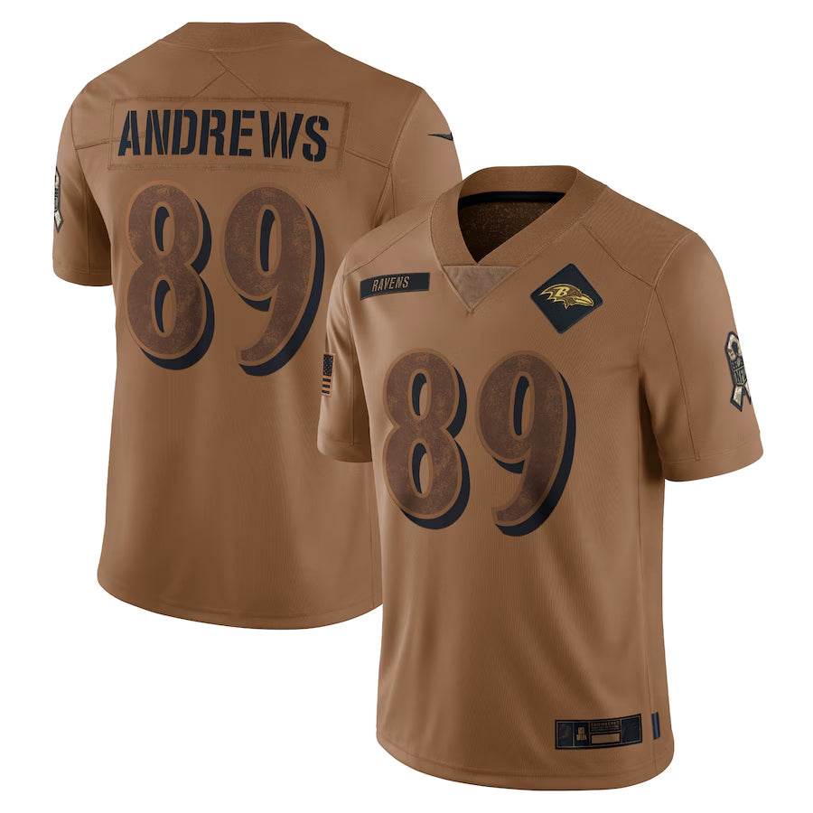 Parkc B.Ravens #89 Mark Andrews Player Brown Salute To Service Limited Stitched Jerseys