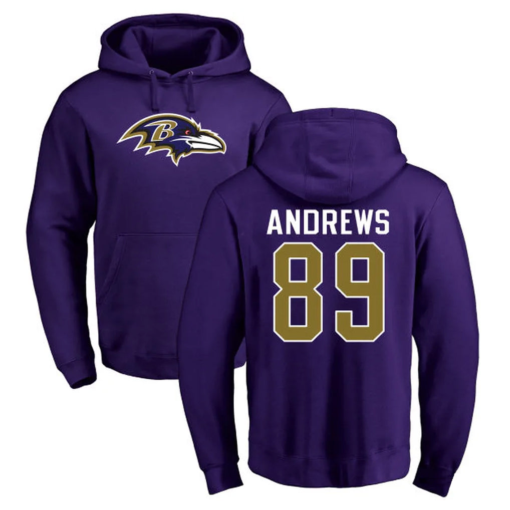Parkc B.Ravens #89 Mark Andrews Player Purple Salute to Service Pullover Hoodie Stitched Jerseys